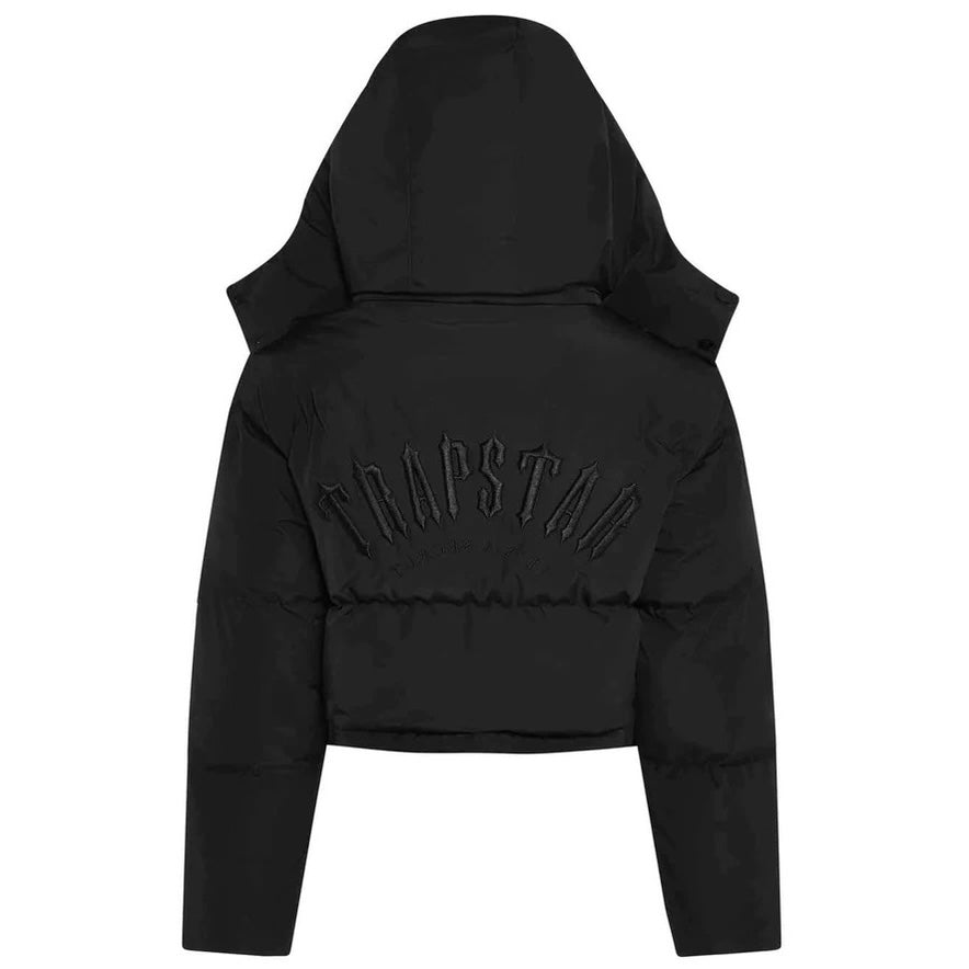trapstar womens arch hooded puffer jacket black